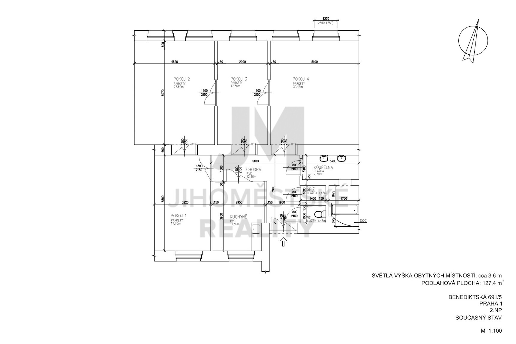 PRODEJ BYTU 4+1, Benediktská, Praha 1 - Staré Město
